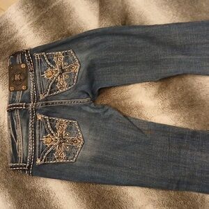 Miss Me Jeans Bootcut Embellished Crosses on Rear Pockets Low Rise Size 27
